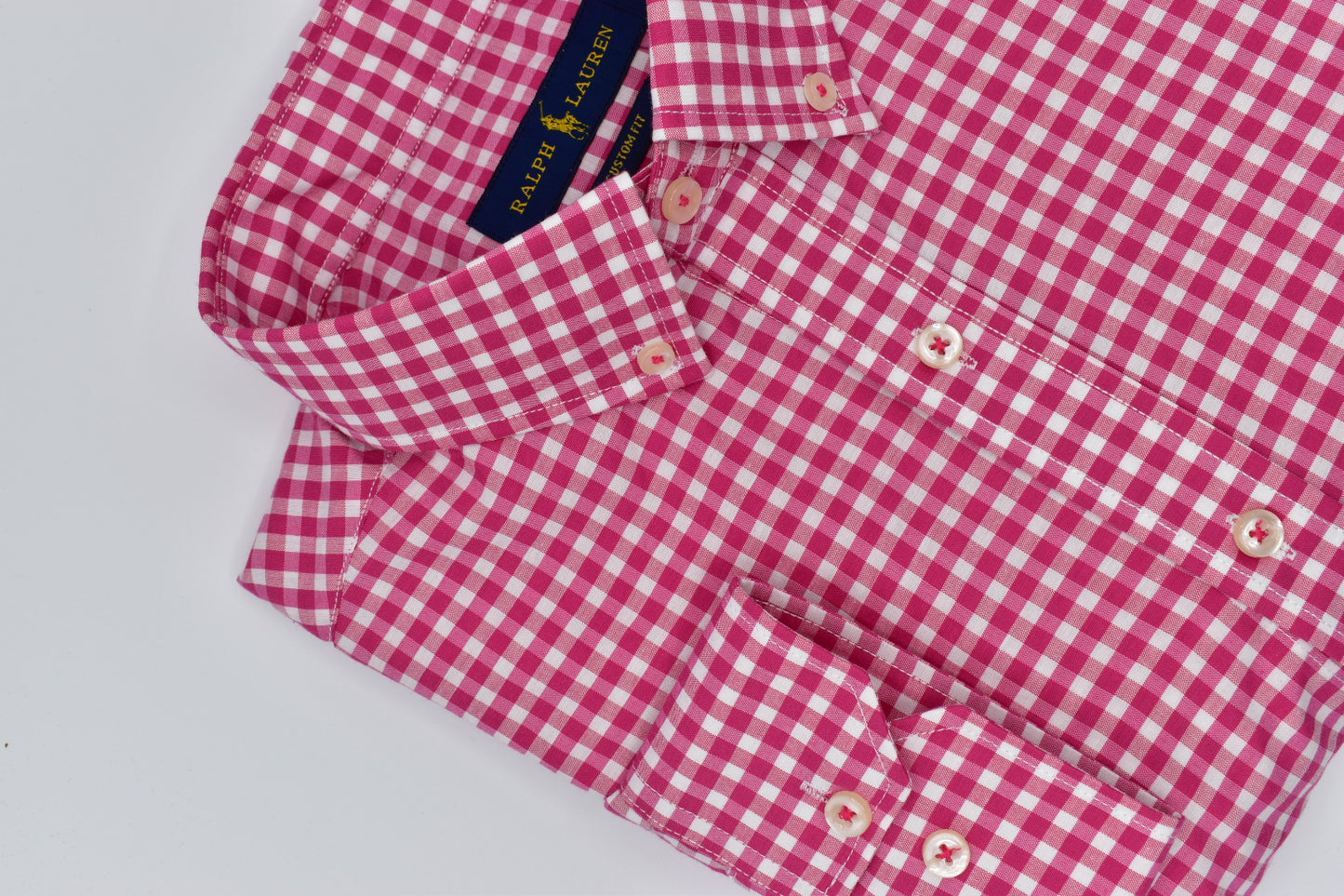CAMISA MANGA LARGA POLO RALPH LAUREN (PRL) FUCSIA CUADROS BLANCO
