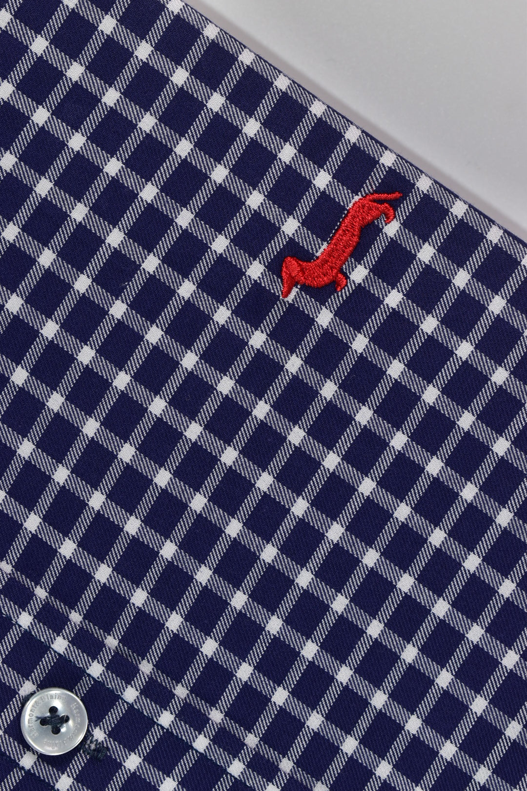CAMISA MANGA LARGA HARMONT&BLAINE (HBL) BLANCO CUADRO AZUL OSCURO