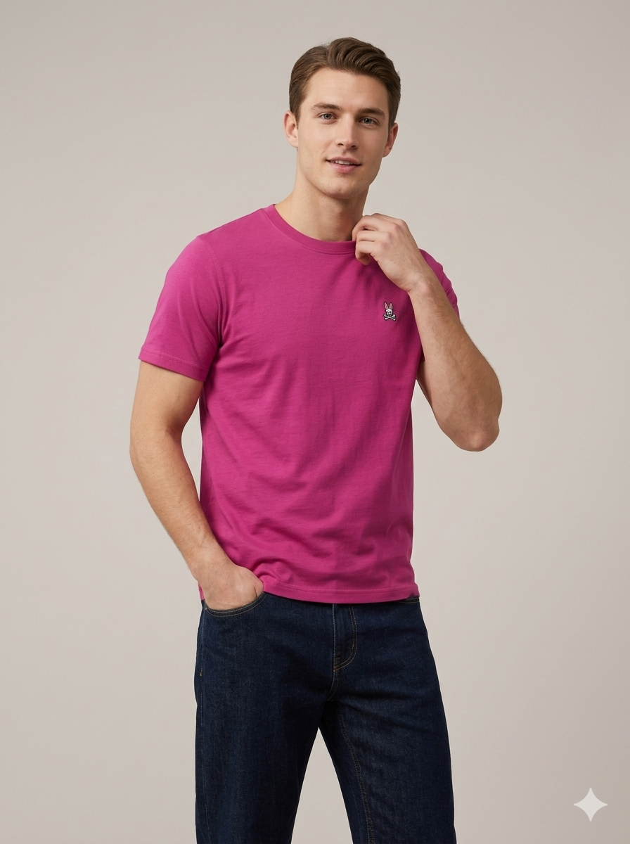 CAMISETA BASICA PSYCHO BUNNY ORIGINAL FUCSIA OSCURO