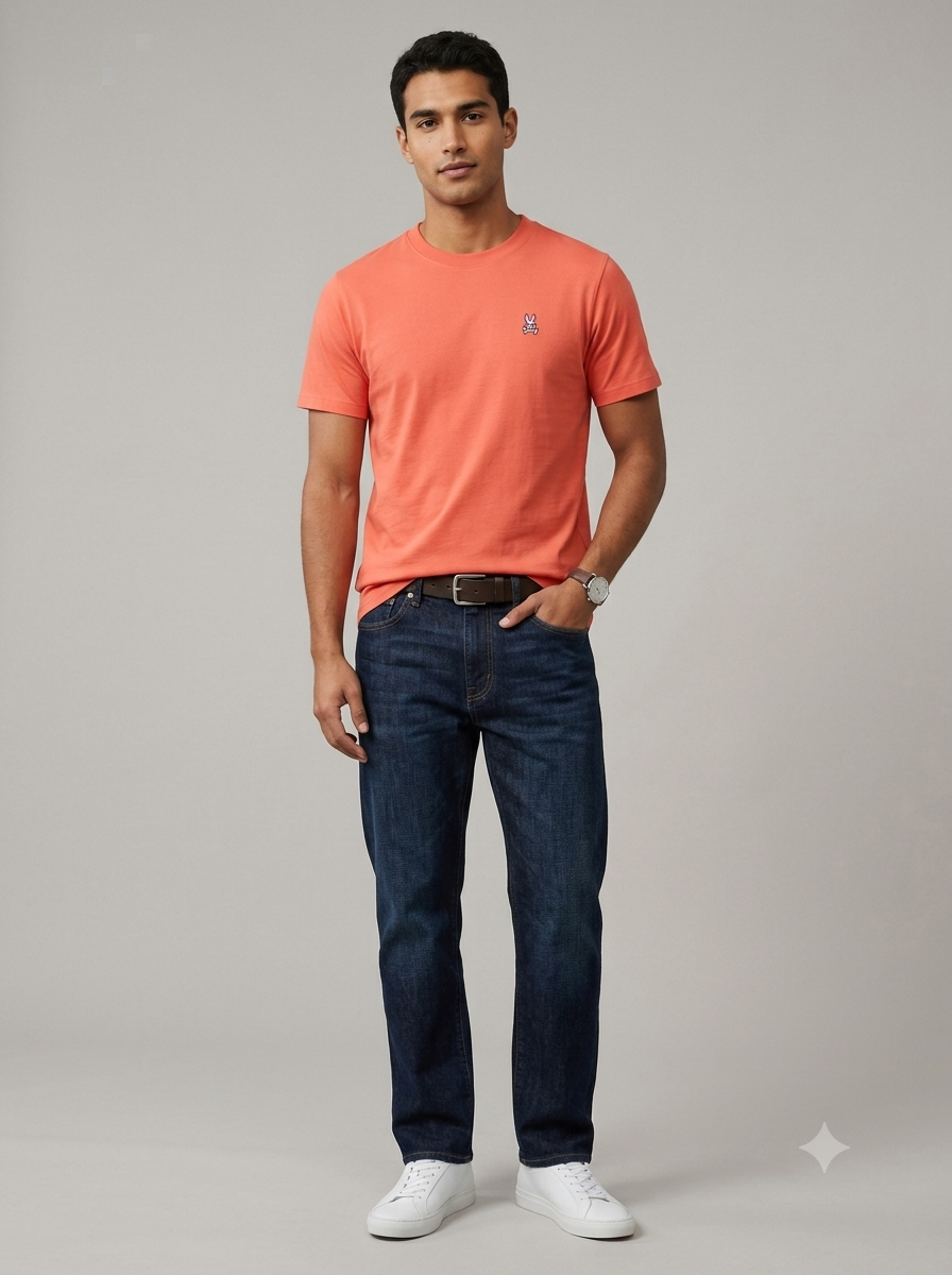 CAMISETA BASICA PSYCHO BUNNY ORIGINAL NARANJA CLARO