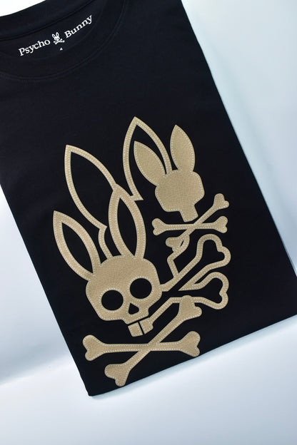 CAMISETA PSYCHO BUNNY COLECCION ORIGINAL NEGRO TRICONEJO BEIGE PSB