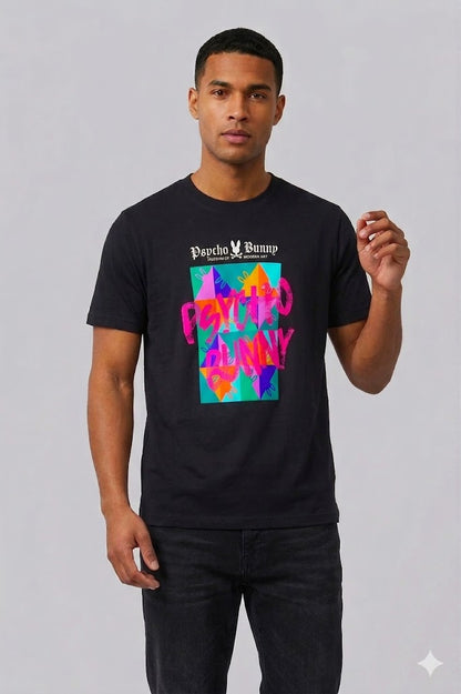 CAMISETA PSYCHO BUNNY COLECCION ORIGINAL NEGRO ESTAMPADO IM ALL EARS PSB