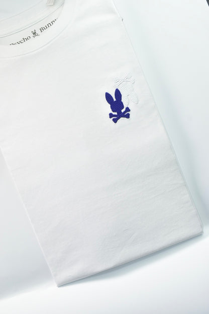 CAMISETA PSYCHO BUNNY COLECCION ORIGINAL BLANCO ESTAMPADO MORADO CONEJO