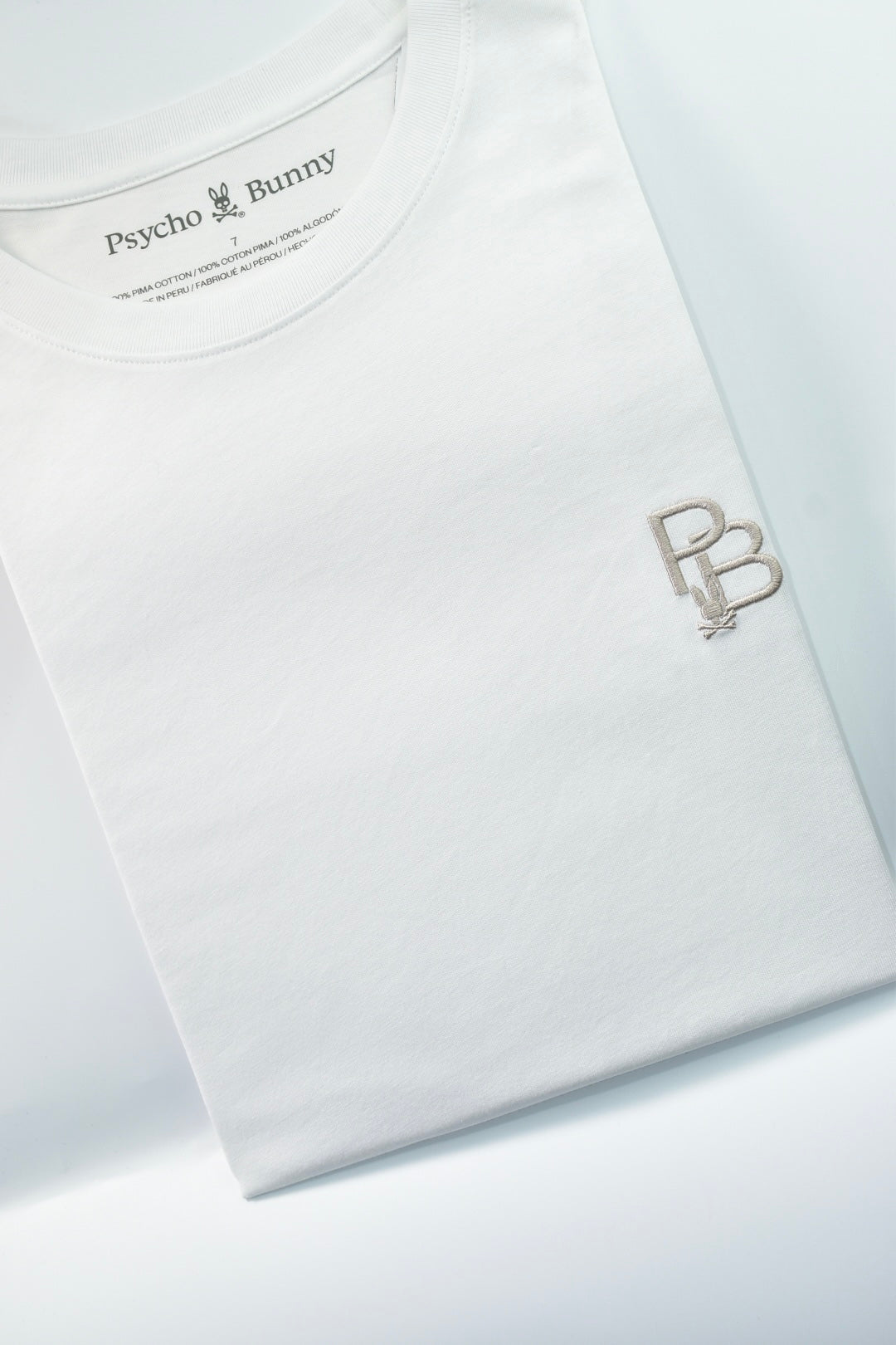CAMISETA PSYCHO BUNNY COLECCION ORIGINAL BLANCO BORDADO BEIGE PB