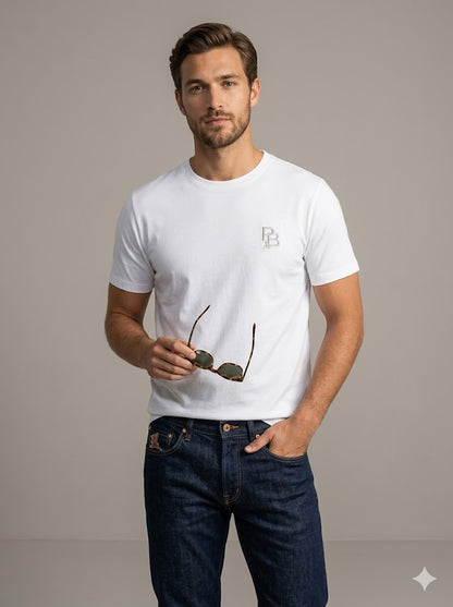 CAMISETA PSYCHO BUNNY COLECCION ORIGINAL BLANCO BORDADO BEIGE PB