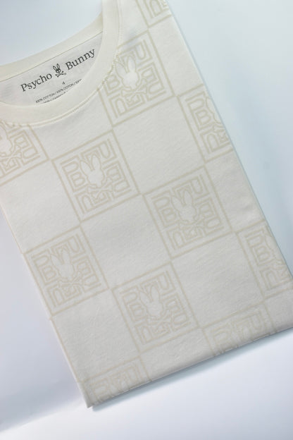 CAMISETA PSYCHO BUNNY COLECCION ORIGINAL BEIGE ESTAMPADO CAQUI TRIBAL
