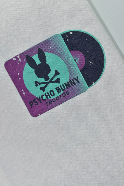 CAMISETA PSYCHO BUNNY COLECCION ORIGINAL BLANCO ESTAMPADO PB RECORDS
