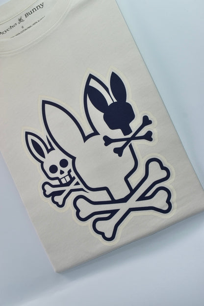 CAMISETA PSYCHO BUNNY COLECCION ORIGINAL BEIGE TRICONEJO AZUL