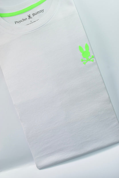 CAMISETA PSYCHO BUNNY COLECCION ORIGINAL BLANCO CONEJO VERDE FLUORESENTE