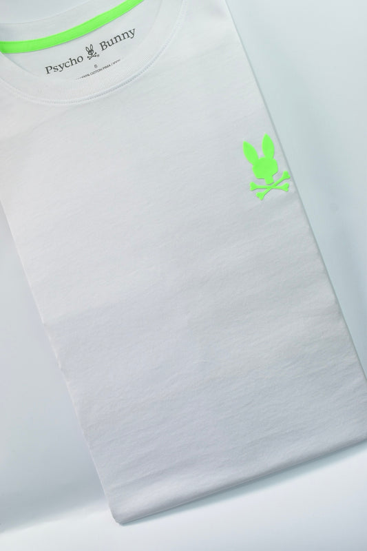 CAMISETA PSYCHO BUNNY COLECCION ORIGINAL BLANCO CONEJO VERDE FLUORESENTE
