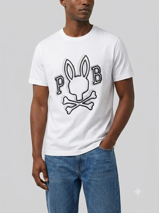 CAMISETA PSYCHO BUNNY COLECCION ORIGINAL BLANCO BORDADO CONEJO NEGRO