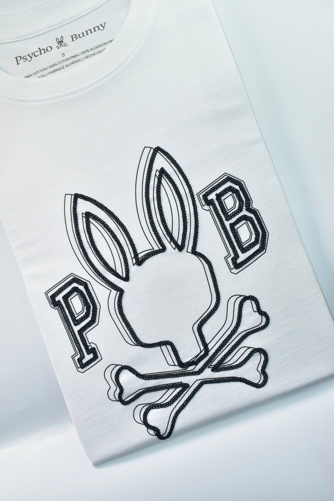 CAMISETA PSYCHO BUNNY COLECCION ORIGINAL BLANCO BORDADO CONEJO NEGRO