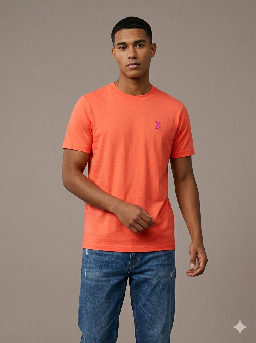 CAMISETA PSYCHO BUNNY COLECCION ORIGINAL NARANJA FLUORESCENTE
