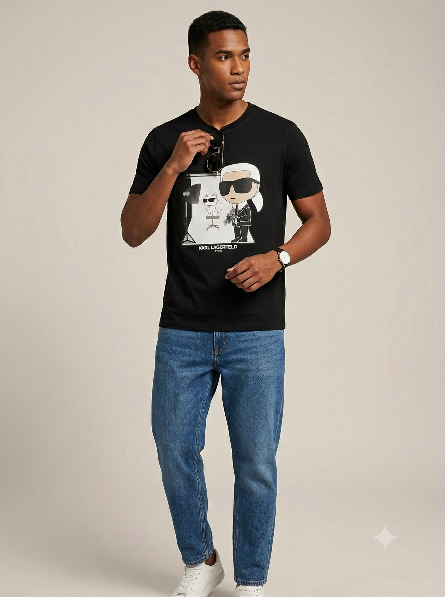 CAMISETA KARL LAGERFELD COLECCION ORIGINAL NEGRO C0129