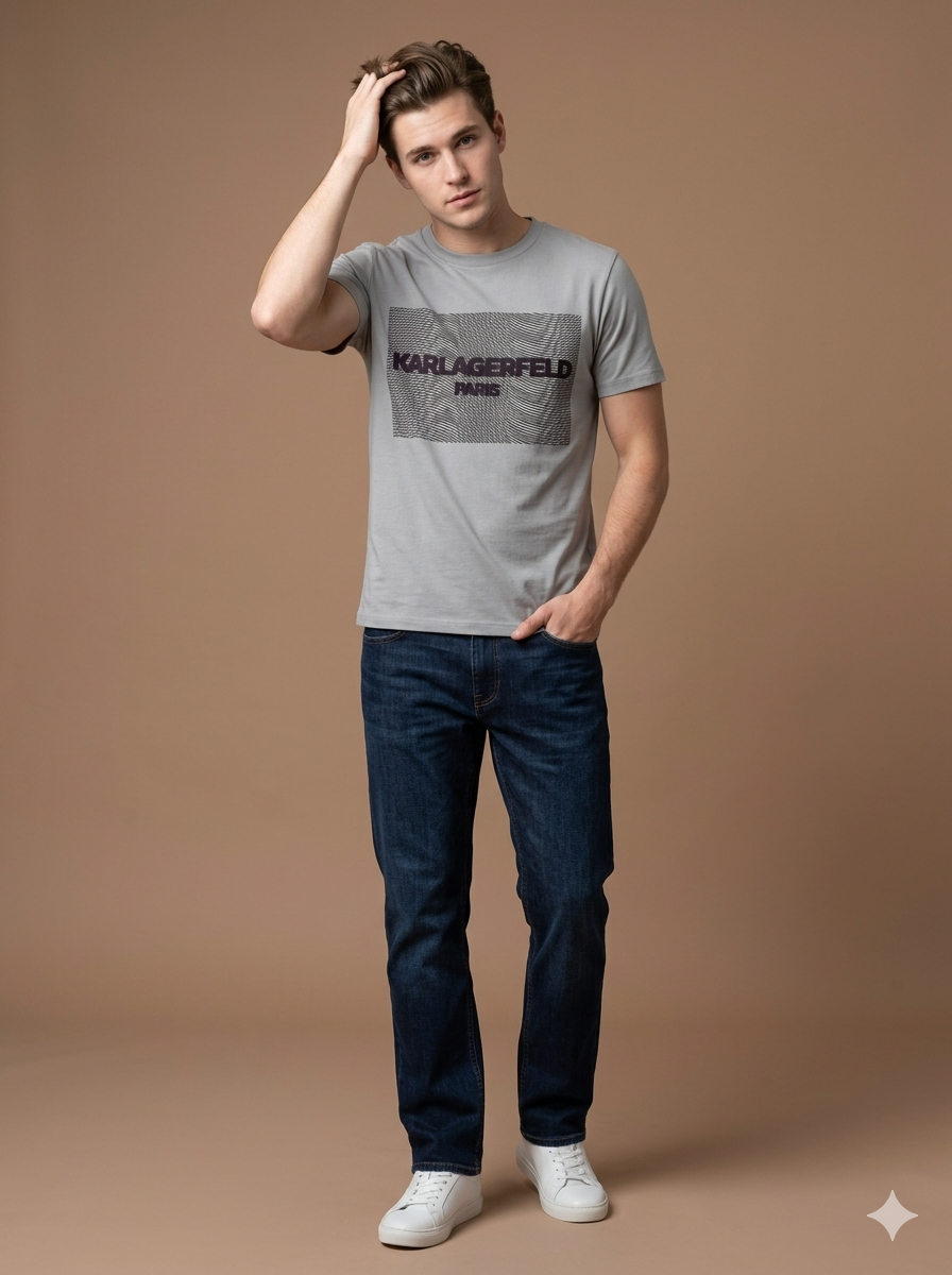 CAMISETA KARL LAGERFELD COLECCION ORIGINAL GRIS PERLA