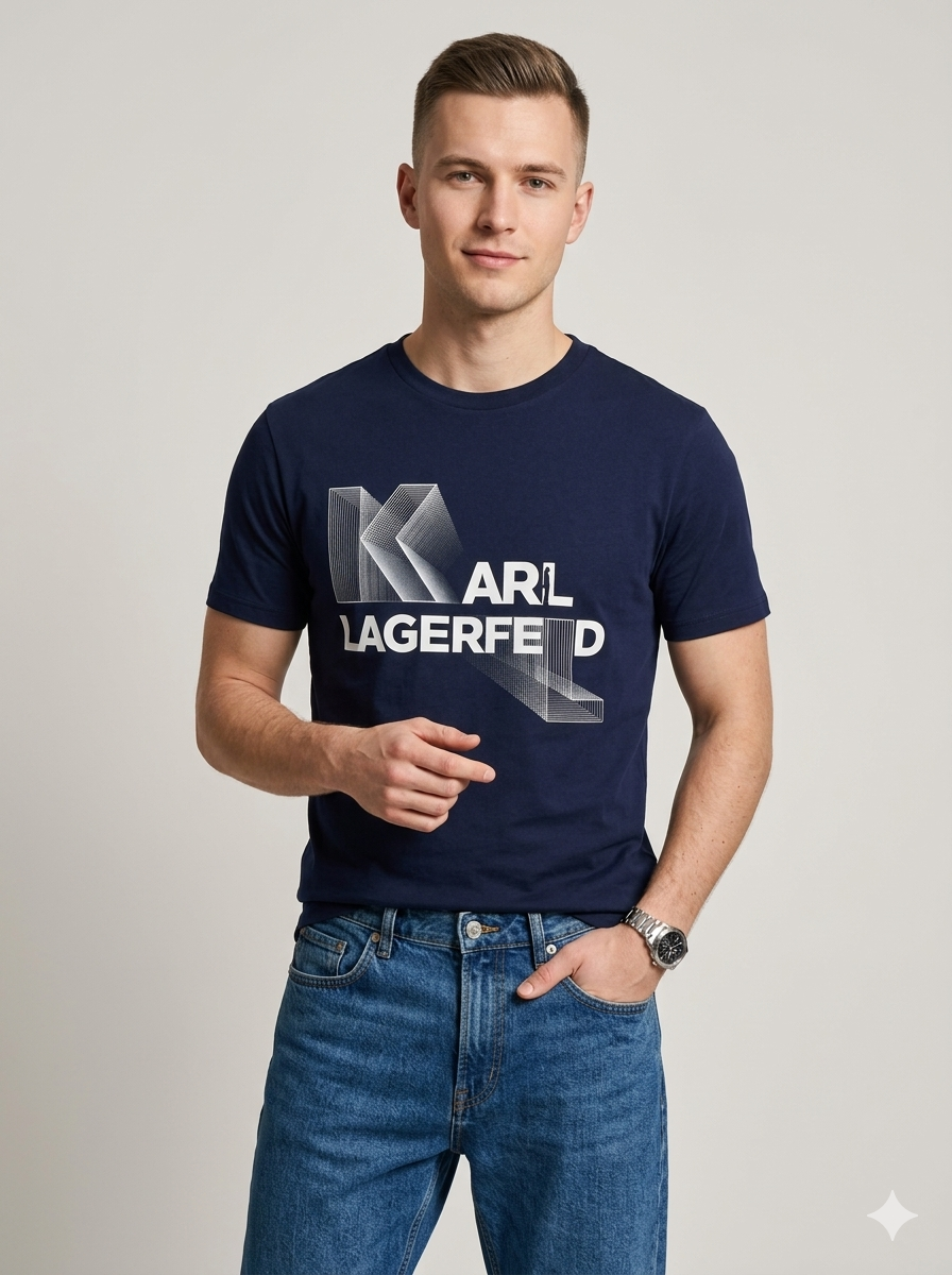 CAMISETA KARL LAGERFELD COLECCION ORIGINAL AZUL COBALTO OSCURO