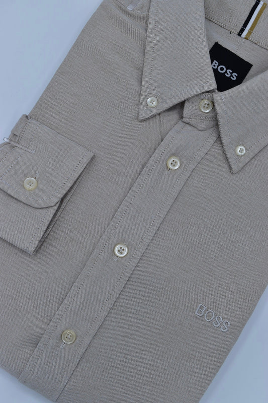 CAMISA MANGA LARGA HUGO BOSS BEIGE