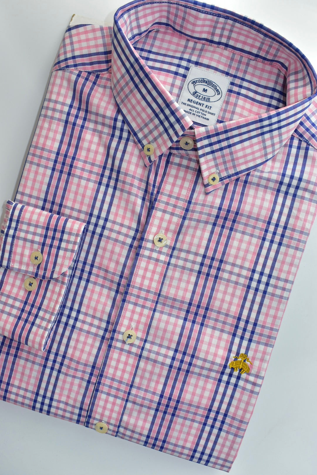 CAMISA MANGA LARGA BROOKS BROTHERS ROSADO DE RAYAS AZUL