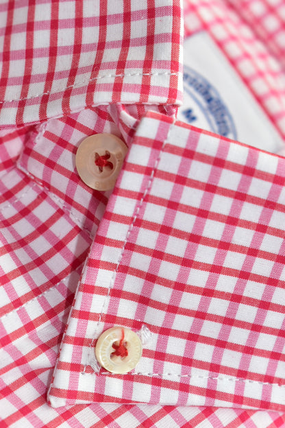 CAMISA MANGA LARGA BROOKS BROTHERS ROSADO CUADROS ROJOS