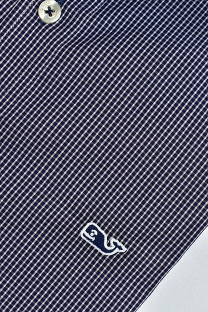 CAMISA MANGA LARGA VINEYARD VINES AZUL OSCURO, CUADROS BLANCAS