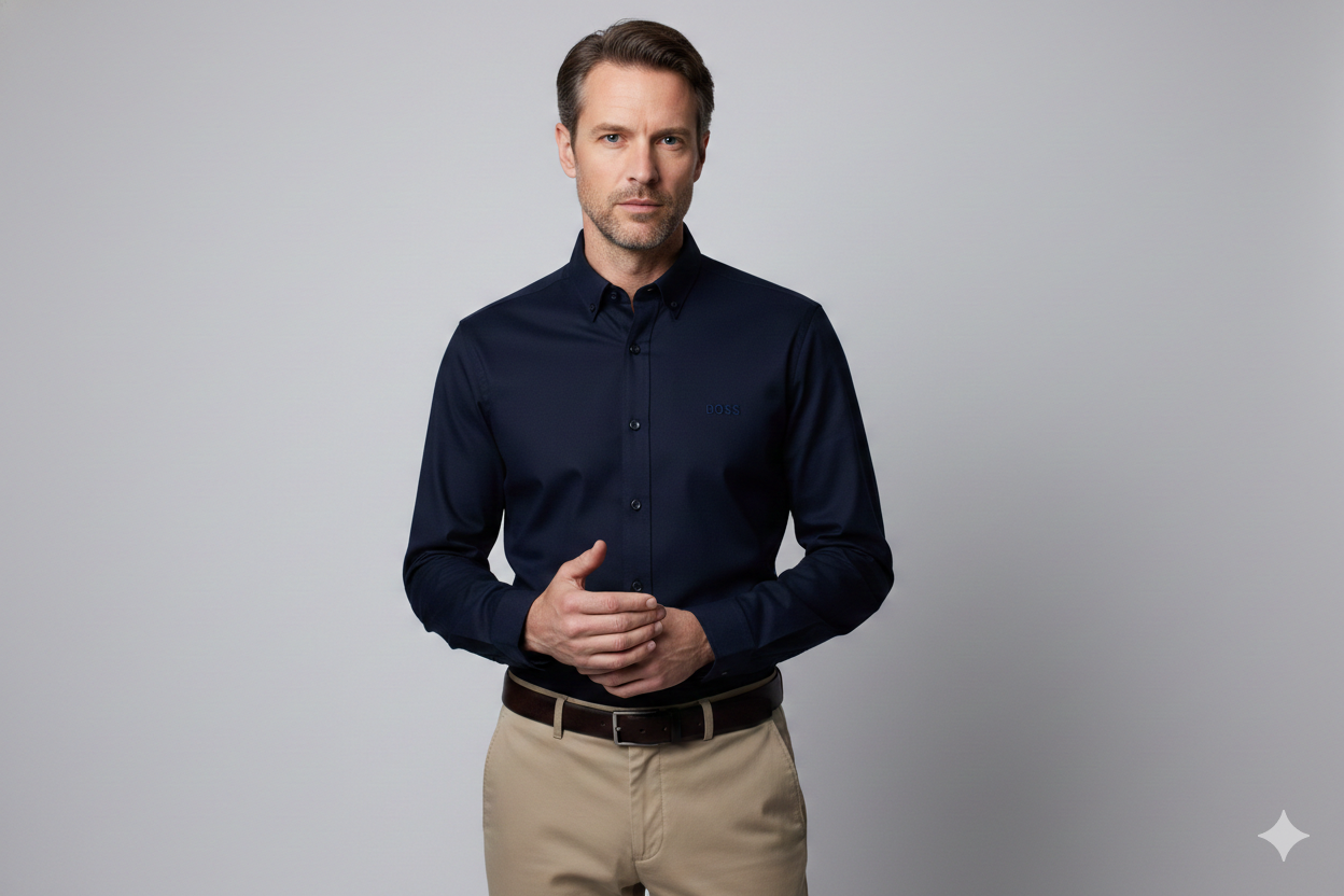 CAMISA MANGA LARGA HUGO BOSS AZUL OSCURO