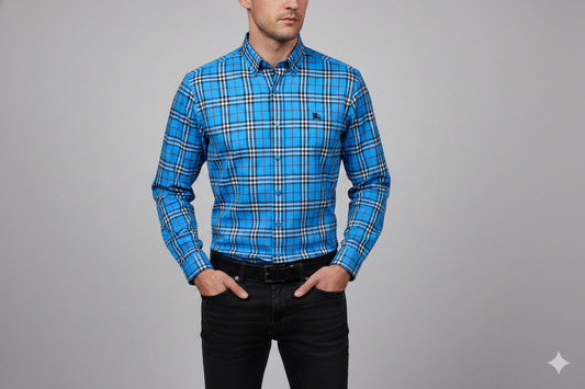 CAMISA MANGA LARGA BURBERRY CUADROS AZUL OSCURO