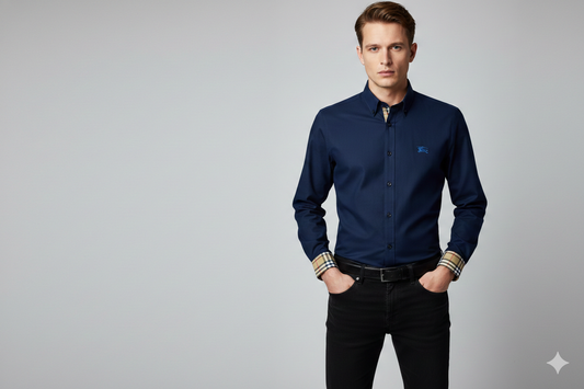 CAMISA MANGA LARGA BURBERRY AZUL OSCURO