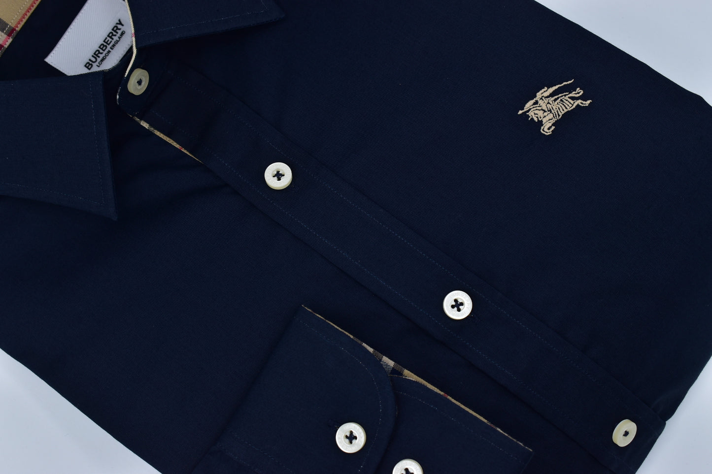 CAMISA MANGA LARGA BURBERRY AZUL OSCURO