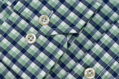 CAMISA MANGA LARGA POLO RALPH LAUREN  (PRL) VERDE MENTA CUADRO AZUL OSCURO