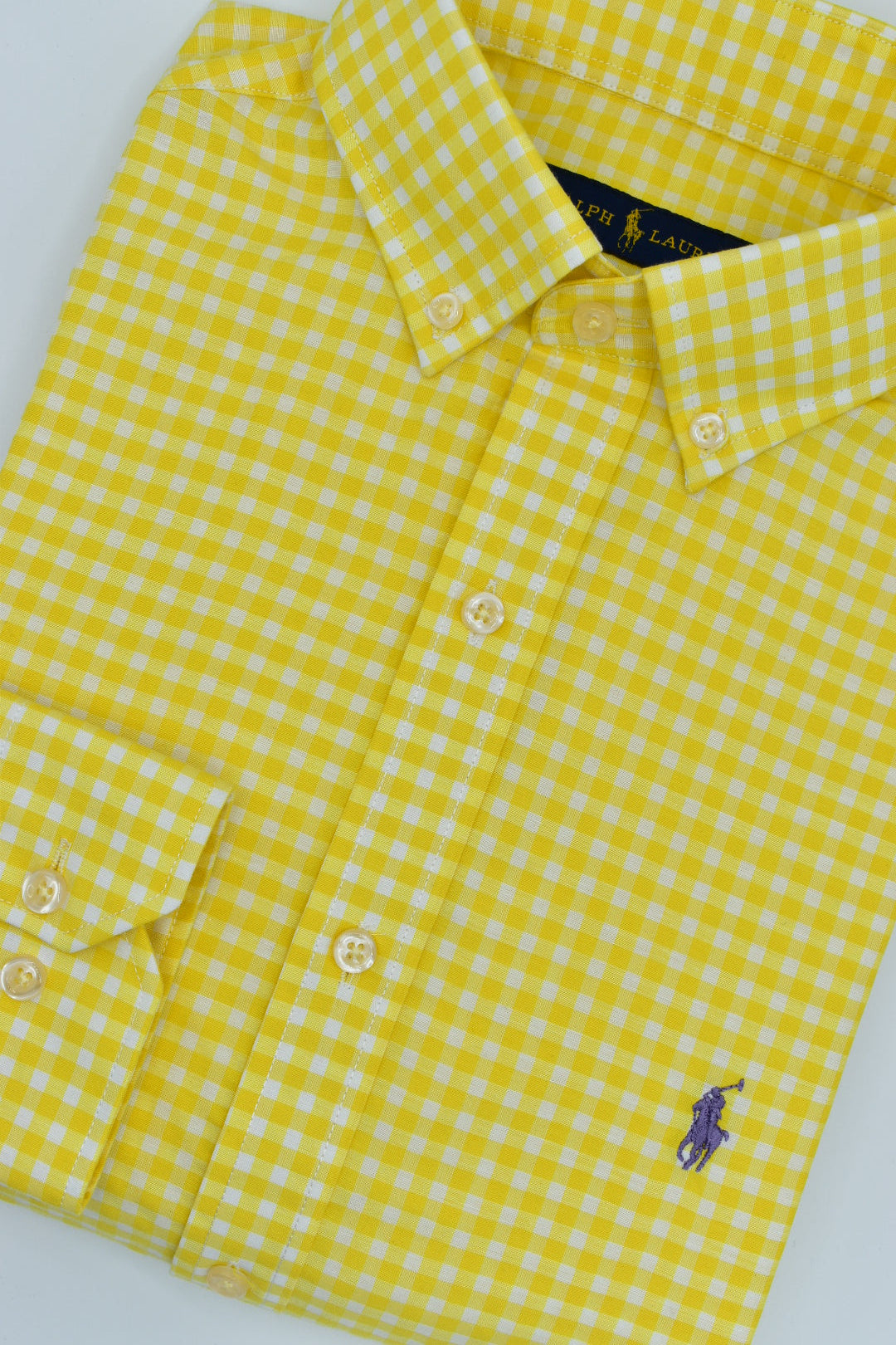 CAMISA MANGA LARGA POLO RALPH LAUREN  (PRL) AMARILLO CUADROS BLANCO