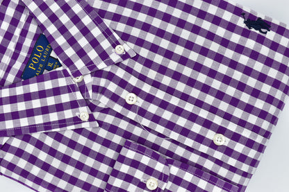 CAMISA MANGA LARGA POLO RALPH LAUREN  (PRL) MORADO CUADROS BLANCO