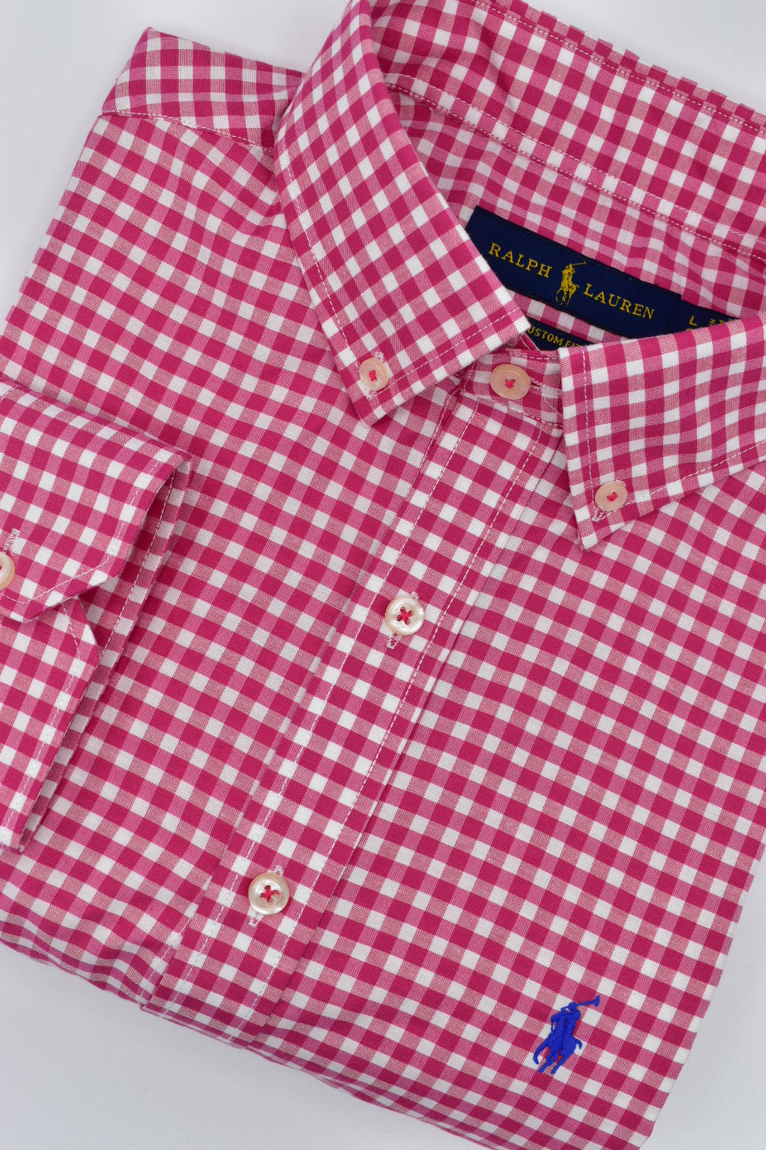 CAMISA MANGA LARGA POLO RALPH LAUREN  (PRL) FUCSIA CUADROS BLANCO