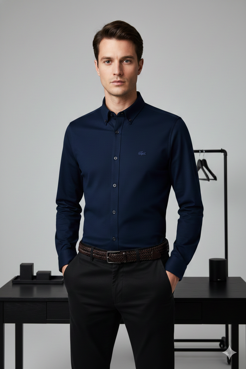 CAMISA MANGA LARGA LACOSTE (LAC) AZUL OSCURO