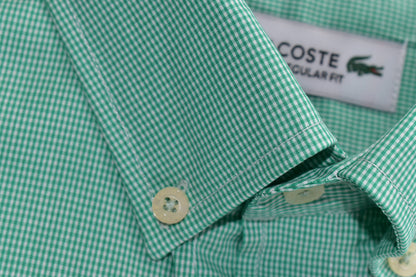 CAMISA MANGA LARGA LACOSTE (LAC) VERDE ESPUMA DE MAR CUADRO PQÑO