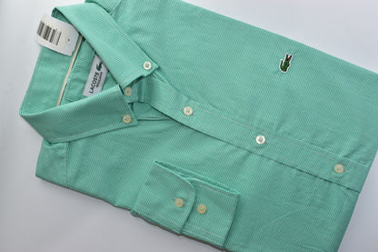 CAMISA MANGA LARGA LACOSTE (LAC) VERDE ESPUMA DE MAR CUADRO PQÑO