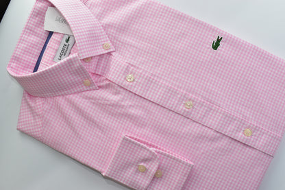 CAMISA MANGA LARGA LACOSTE (LAC) ROSADO CUADROS