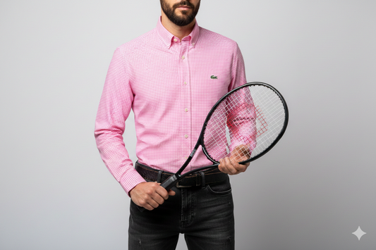 CAMISA MANGA LARGA LACOSTE (LAC) FUCSIA CUADROS BLANCO PQÑO