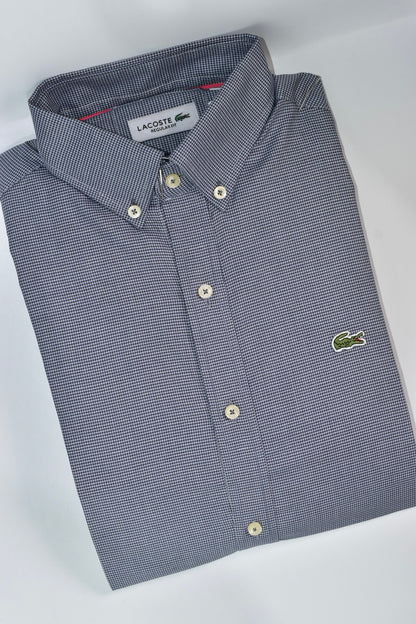 CAMISA MANGA LARGA LACOSTE (LAC) AZUL OSCURO CUADRO BORDADO