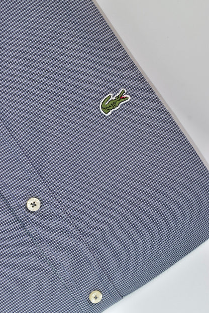 CAMISA MANGA LARGA LACOSTE (LAC) AZUL OSCURO CUADRO BORDADO