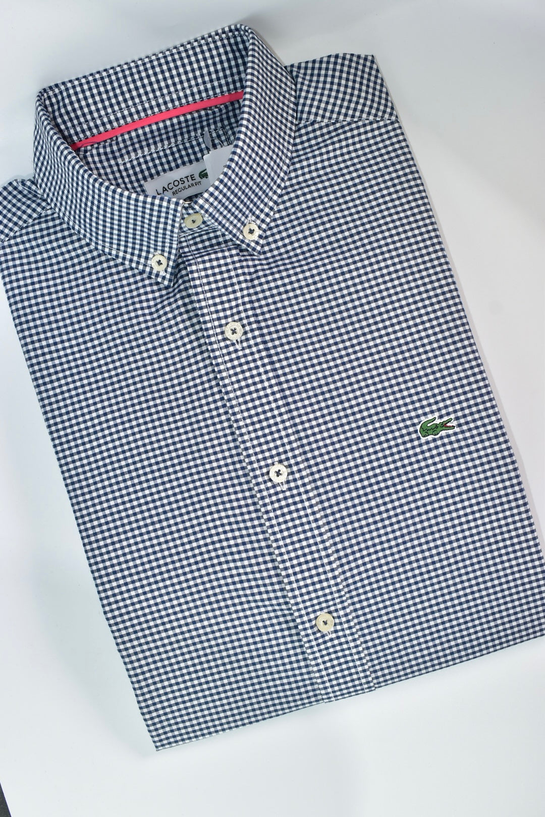 CAMISA MANGA LARGA LACOSTE (LAC) BLANCO CUADRO AZUL OSCURO