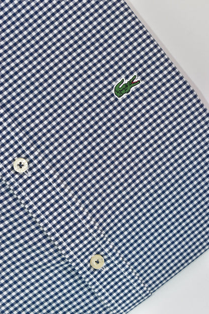 CAMISA MANGA LARGA LACOSTE (LAC) BLANCO CUADRO AZUL OSCURO