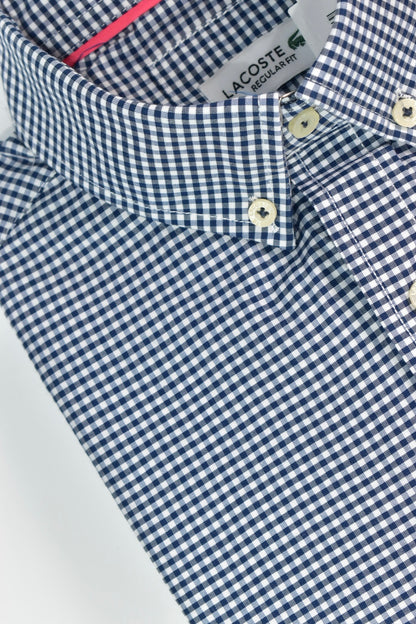CAMISA MANGA LARGA LACOSTE (LAC) BLANCO CUADRO AZUL OSCURO