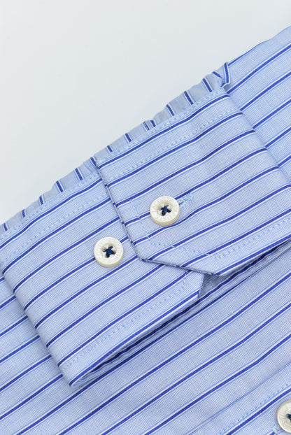 CAMISA MANGA LARGA LACOSTE (LAC) AZUL RAYAS AZUL REY