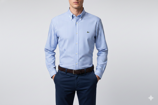 CAMISA MANGA LARGA LACOSTE (LAC) AZUL RAYAS AZUL REY