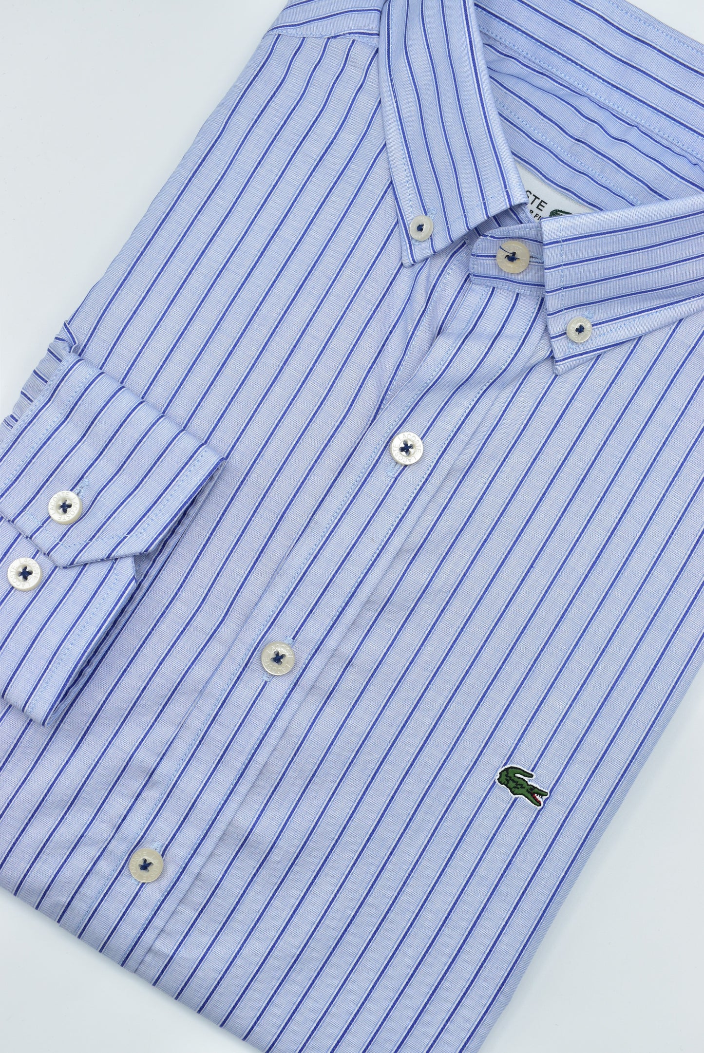 CAMISA MANGA LARGA LACOSTE (LAC) AZUL RAYAS AZUL REY