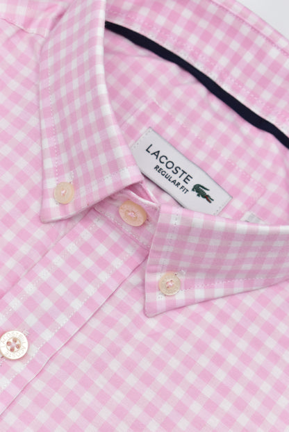 CAMISA MANGA LARGA LACOSTE (LAC) BLANCO Y ROSADO