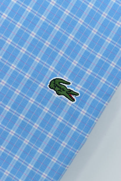 CAMISA MANGA LARGA LACOSTE (LAC) AZUL FRANCIA CUADROS BLANCO