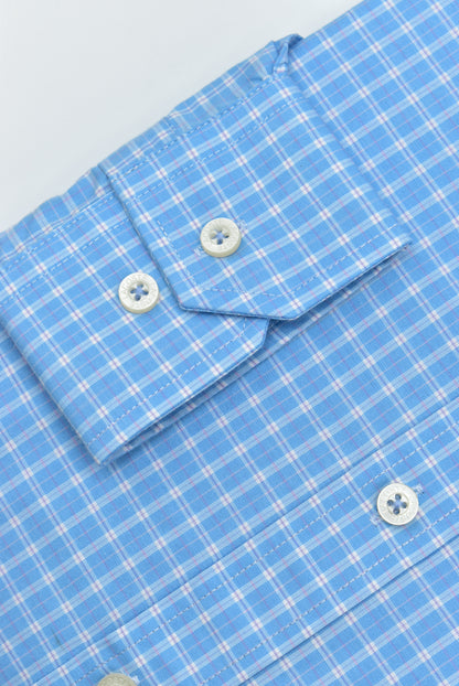 CAMISA MANGA LARGA LACOSTE (LAC) AZUL FRANCIA CUADROS BLANCO