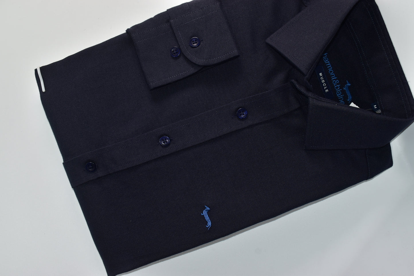 CAMISA MANGA LARGA HARMONT&BLAINE AZUL OSCURO