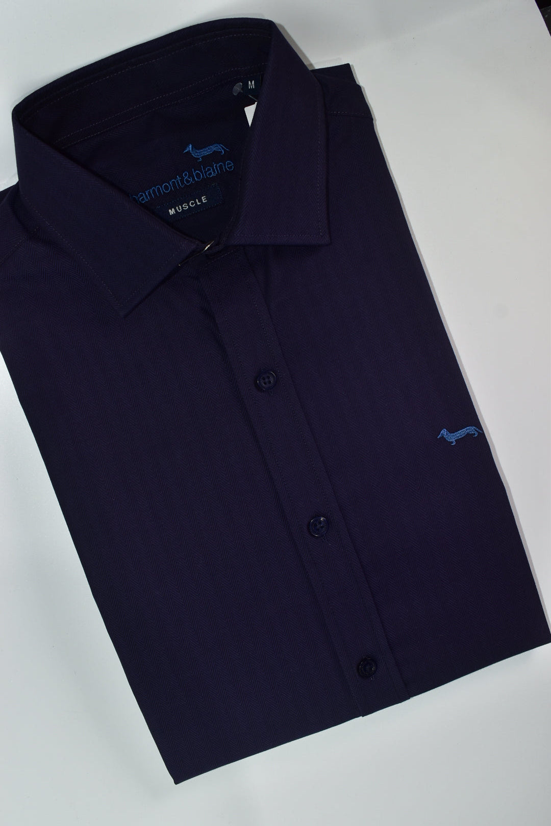 CAMISA MANGA LARGA HARMONT&BLAINE (HBL) AZUL PETROLEO